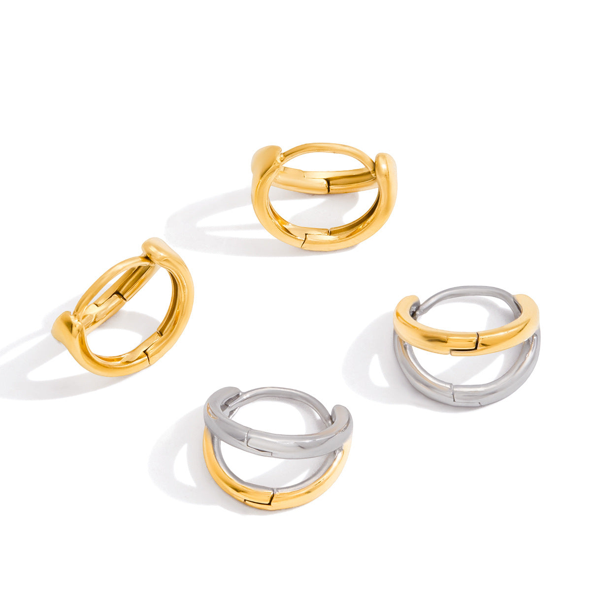 Pendientes de aro geométricos minimalistas de lujo, chapados en oro de 18 quilates, de acero inoxidable para mujer