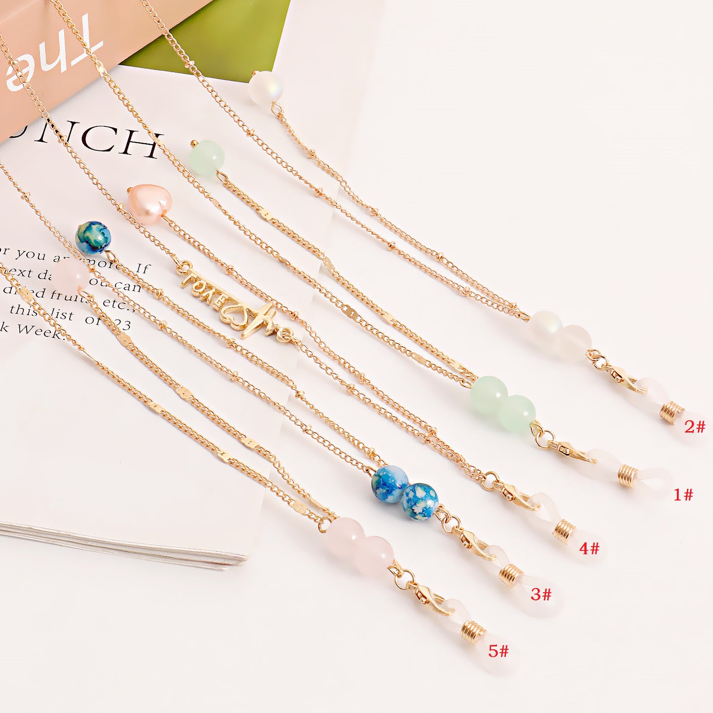 Gemstone Inlaid Alloy Mask and Glasses Chain