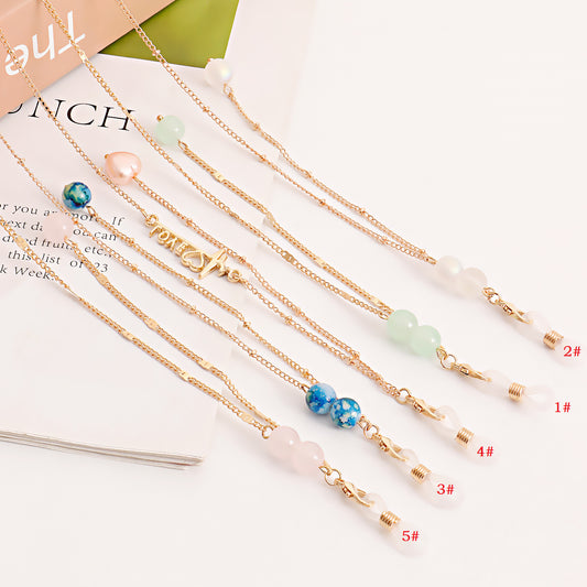 Gemstone Inlaid Alloy Mask and Glasses Chain