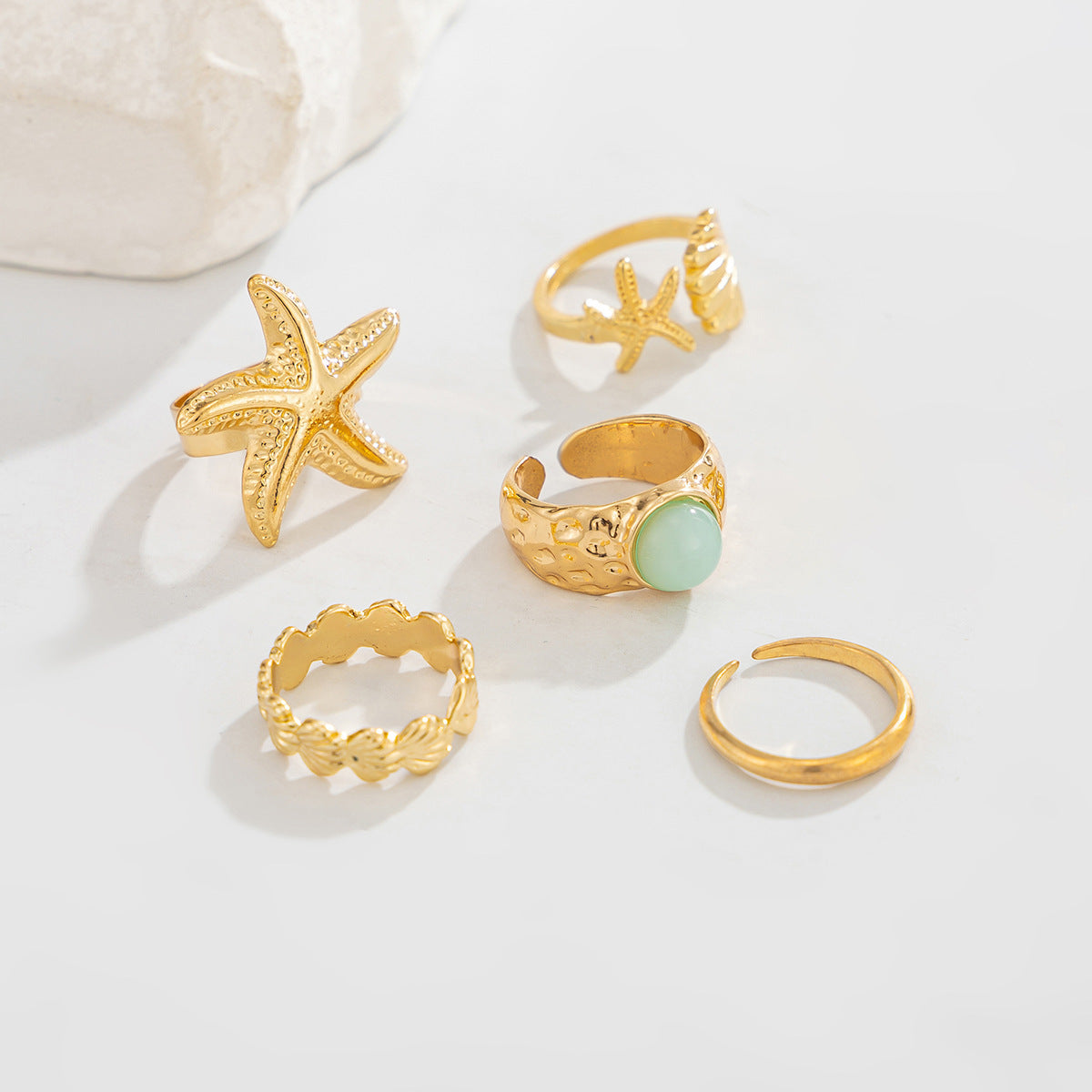 Bohemian Star Shape Alloy Toe Ring with Gemstone Inlay for Women