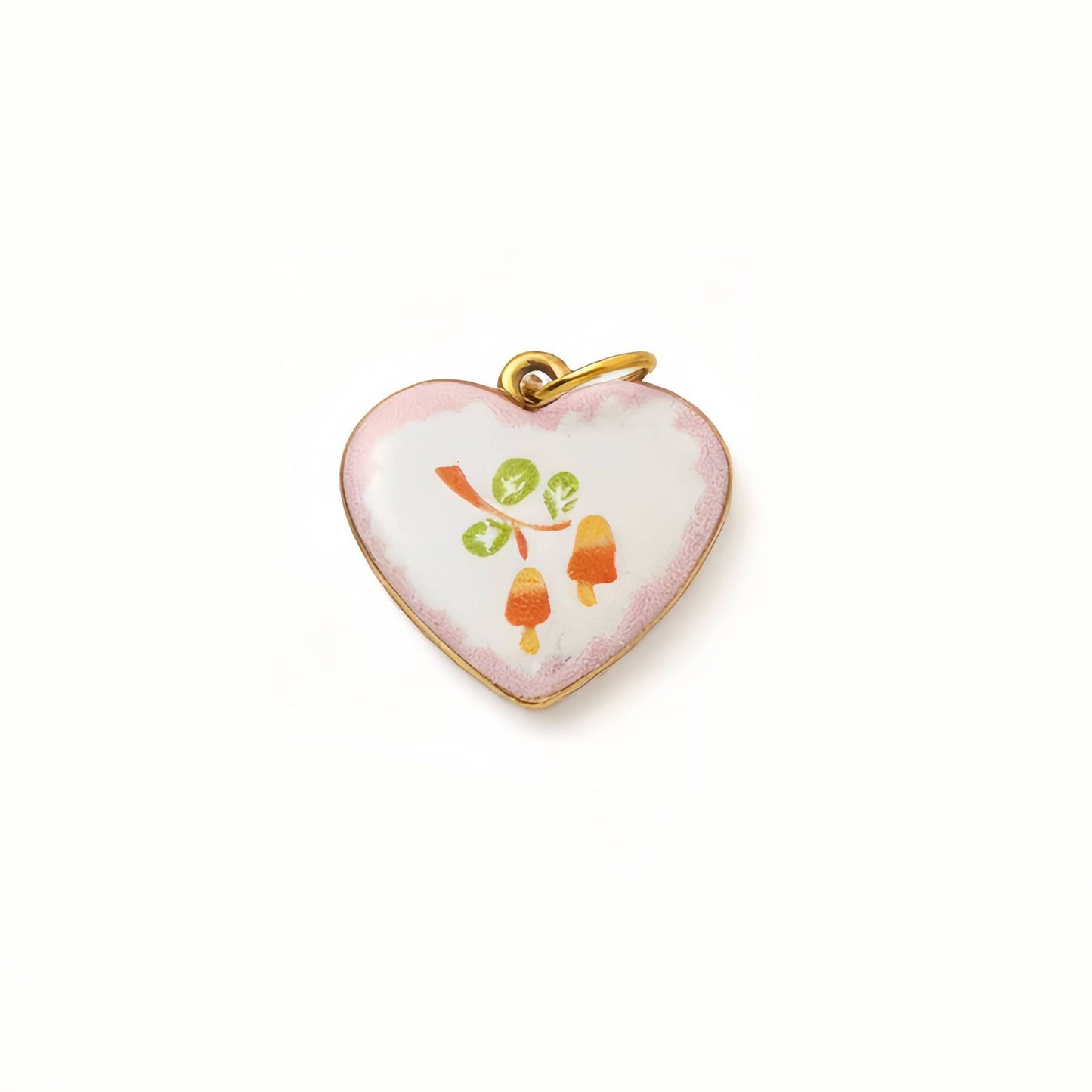 Minimalist Vintage Heart Shape 18K Gold Plated Drip Oil Brass Pendant Stainless Steel Charm Bar