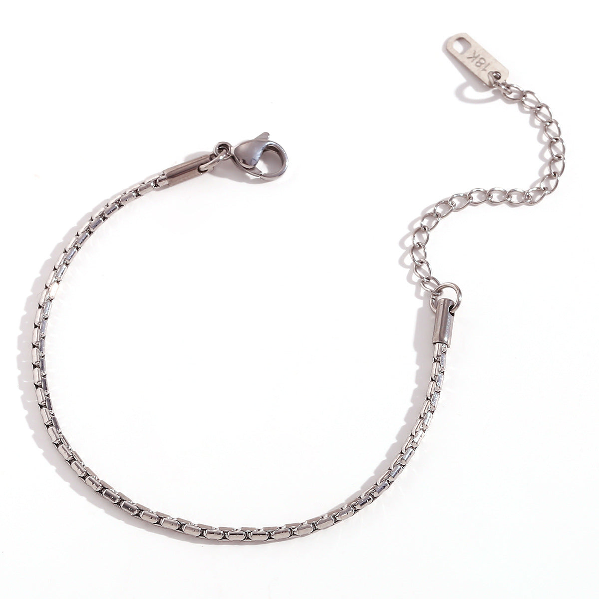 Bracciale a S da donna in acciaio al titanio, geometrico e minimalista, con finitura placcata e design a catena a scatola