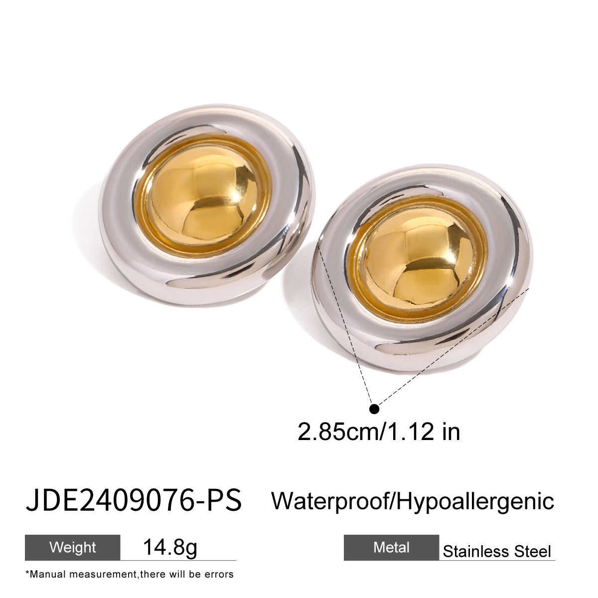 Set di anello, orecchini a lobo e bracciale regolabile placcati in acciaio inossidabile geometrico all'avanguardia con catena di perline