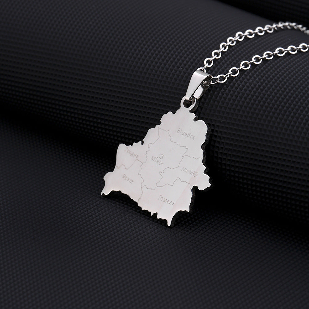 Collar de acero de titanio con colgante geométrico minimalista ahuecado con baño de oro en cadena tipo O para unisex