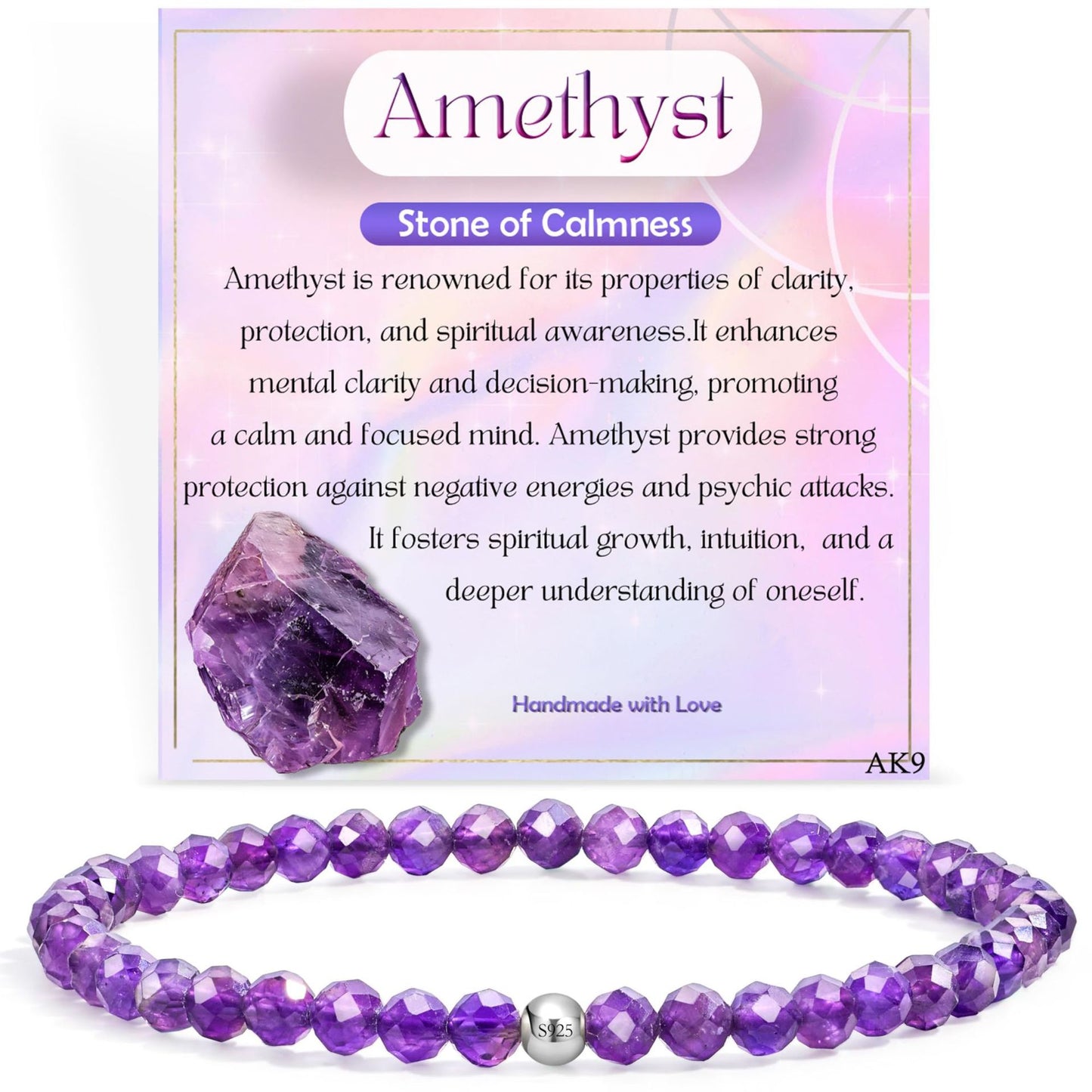 Natural Stone Crystal Beaded Bracelet Geometric Texture Unisex Handmade Jewelry