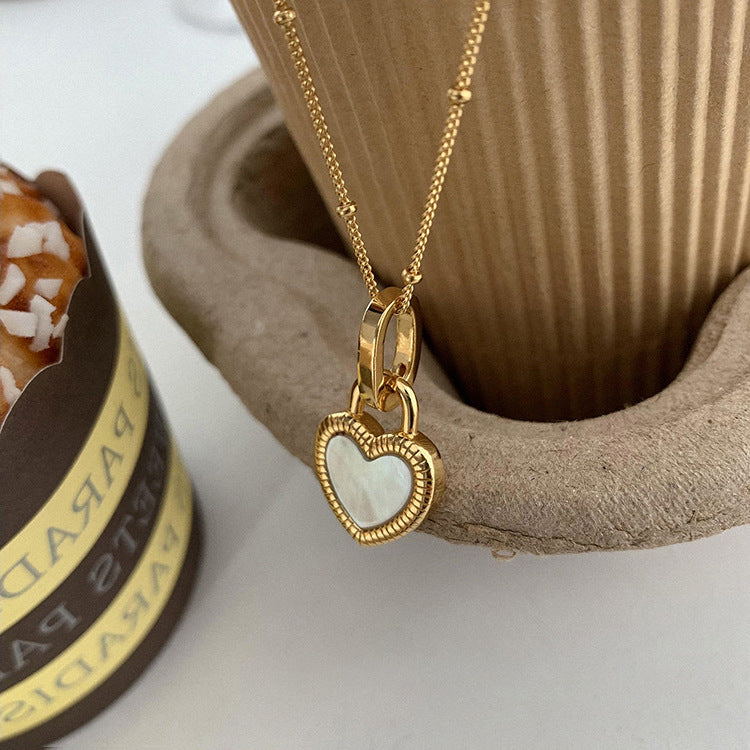Collana Pendente a Cuore Minimalista in Acciaio al Titanio Placcato Oro da Donna