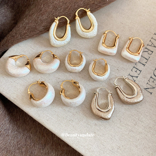Orecchini a Perno da Donna Placcati Oro con Perle Geometriche Vintage Eleganti Minimalisti Lusso Quotidiano Gioielli per Orecchie
