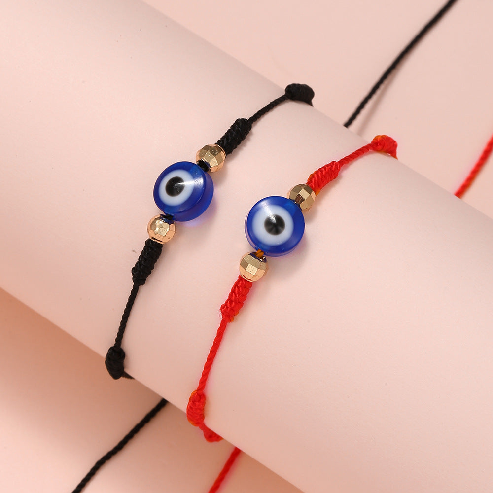 Unique Geometric Resin Braided Red String Bracelet with Evil Eye Charm for Unisex
