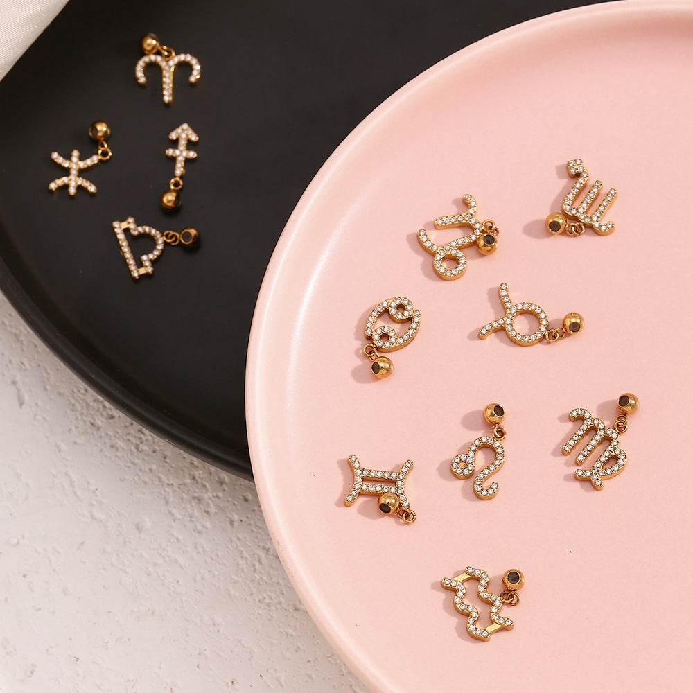 Collana da Donna Minimalista con Pendente Zodiacale in Acciaio Inossidabile con Placcatura in Oro 18 carati, Stile Acciaio al Titanio
