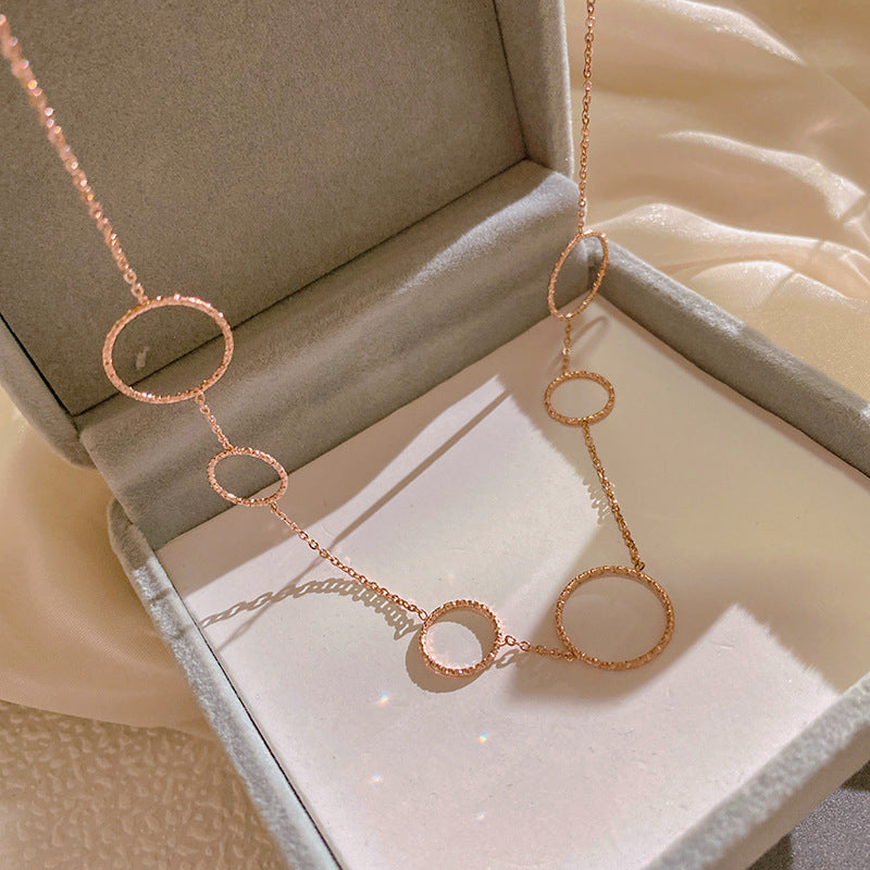 Sweet Streetwear Gold Plated Titanium Steel Round Geometric Necklace Unisex