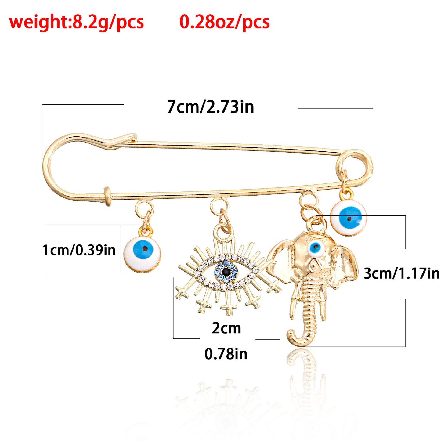 Geometric Evil Eye Brooch Pendant for Women Alloy Plated Statement Fashion Accessory