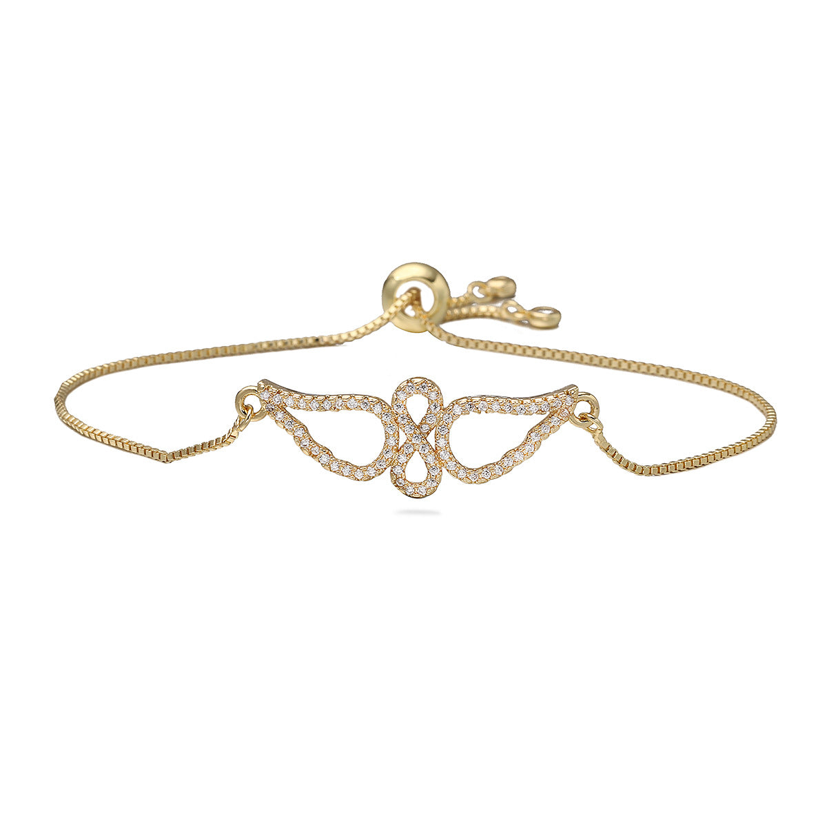 Elegant Geometric Brass 18K Gold Plated Cubic Zirconia Inlay Bracelet for Women