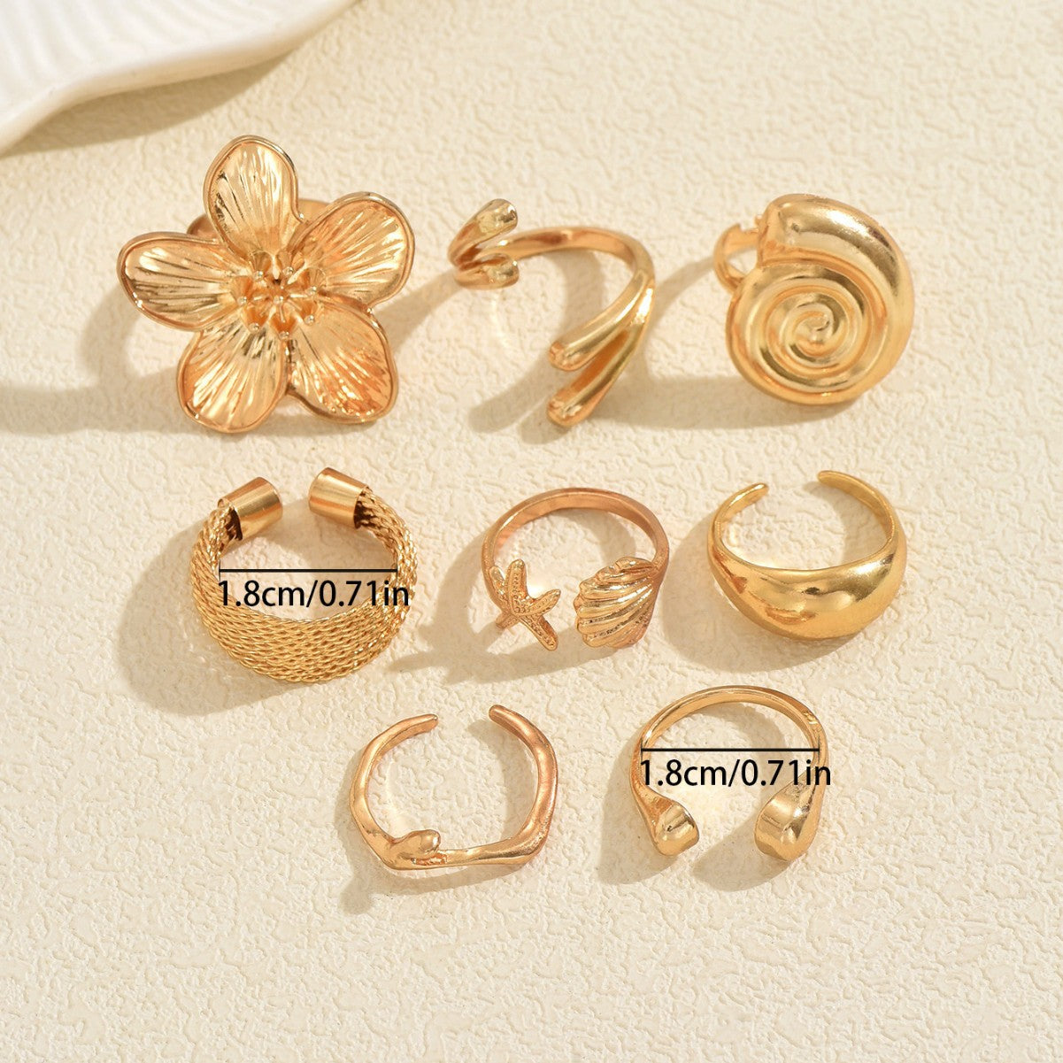 Anillo de lujo con diseño floral geométrico para mujer, chapado en aleación de zinc, anillo abierto ajustable para el dedo índice