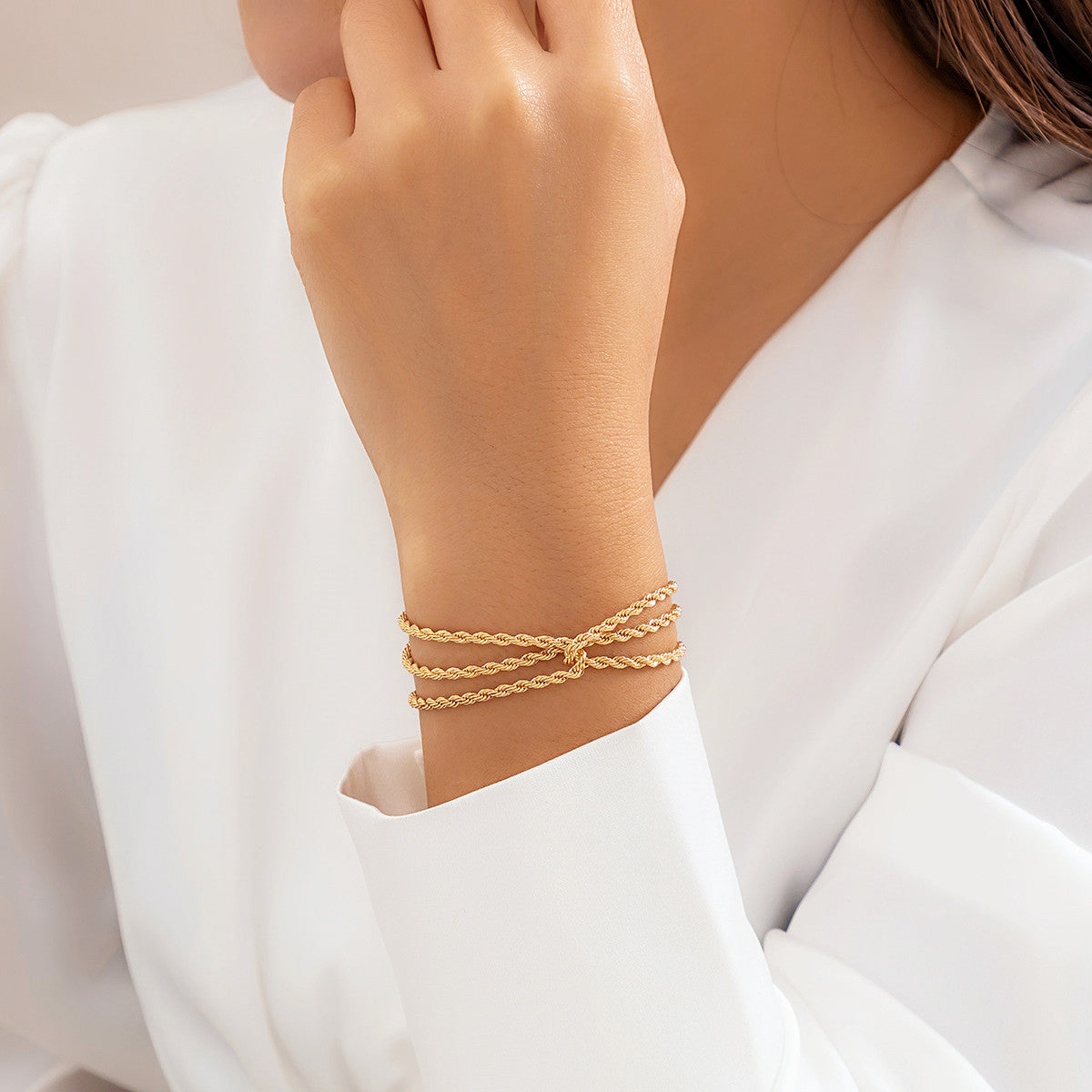 Punk Minimalist Geometric Plated Alloy Chain Bracelet for Women