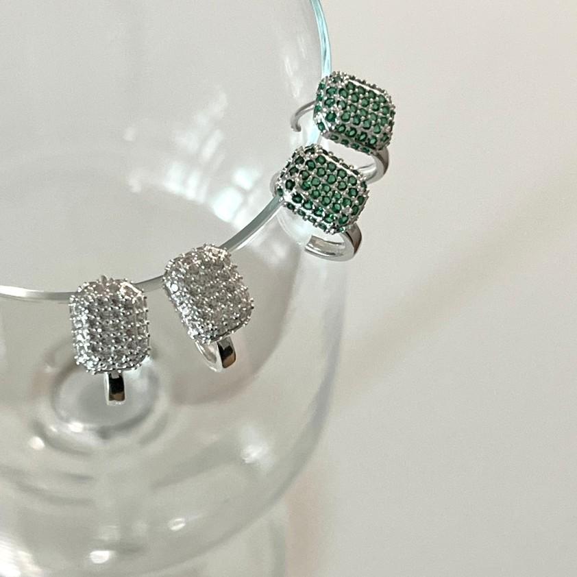 Minimalist Letter-Shaped 925 Sterling Silver Stud Earrings with Zircon Inlay for Women