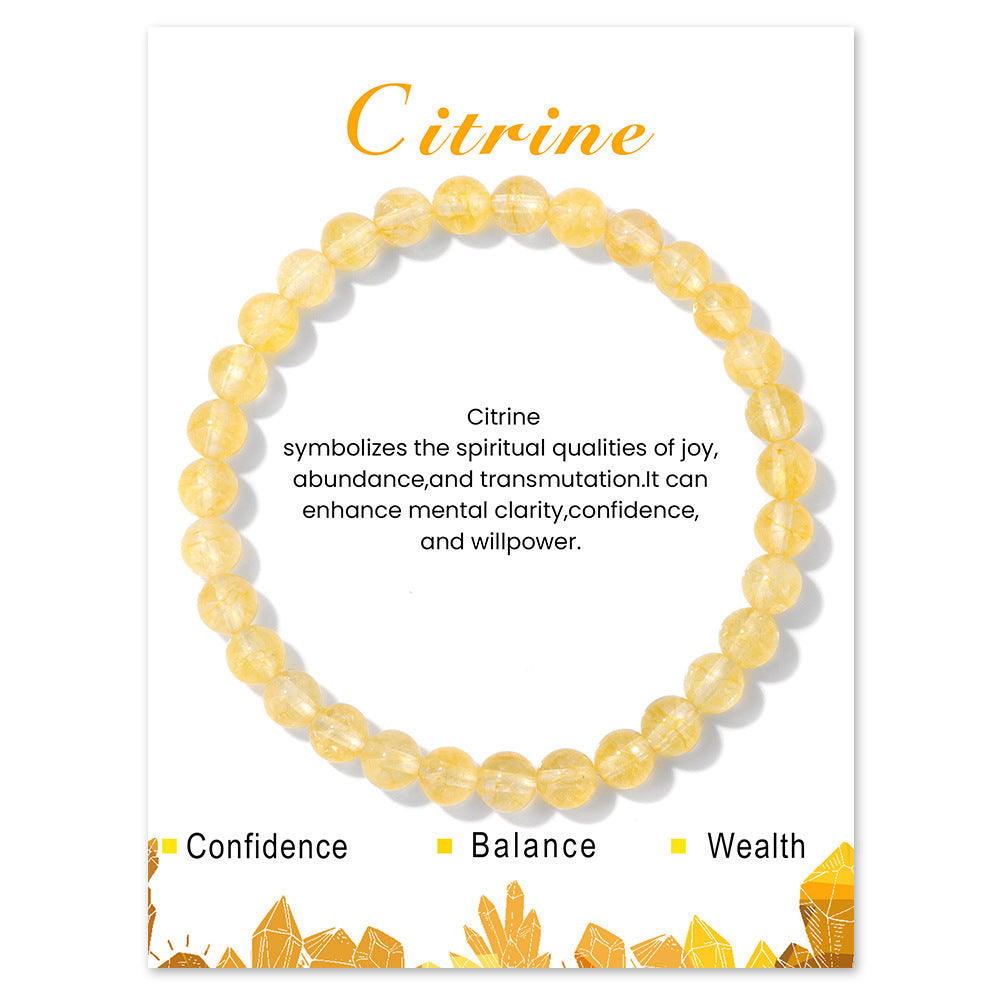 6mm Natural Crystal Beaded Bracelet Unisex Elastic Stretch Bangle