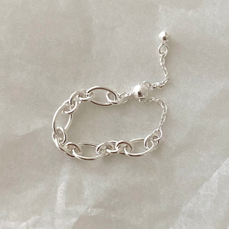 Minimalist Silver Ring with Chain Link Design for Women 925 Sterling Silver Band Ring