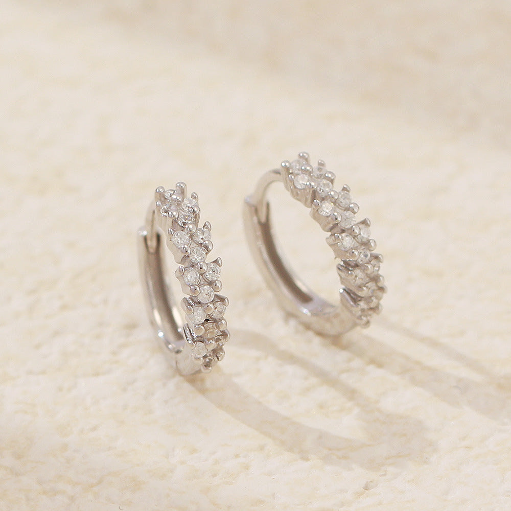 Orecchini a Cerchio da Donna Minimalisti Geometrici S925 in Argento Sterling con Strass