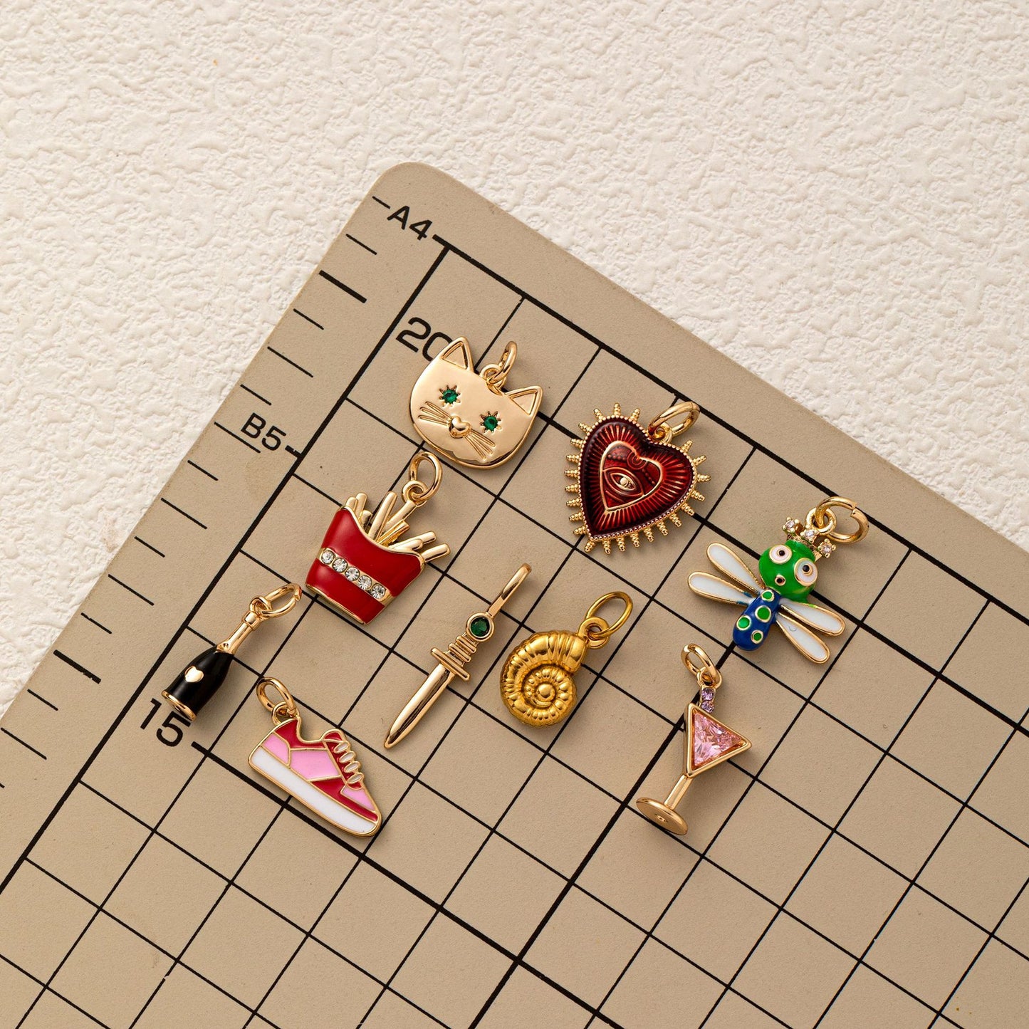 Vintage Brass Plated Heart Charm Bar