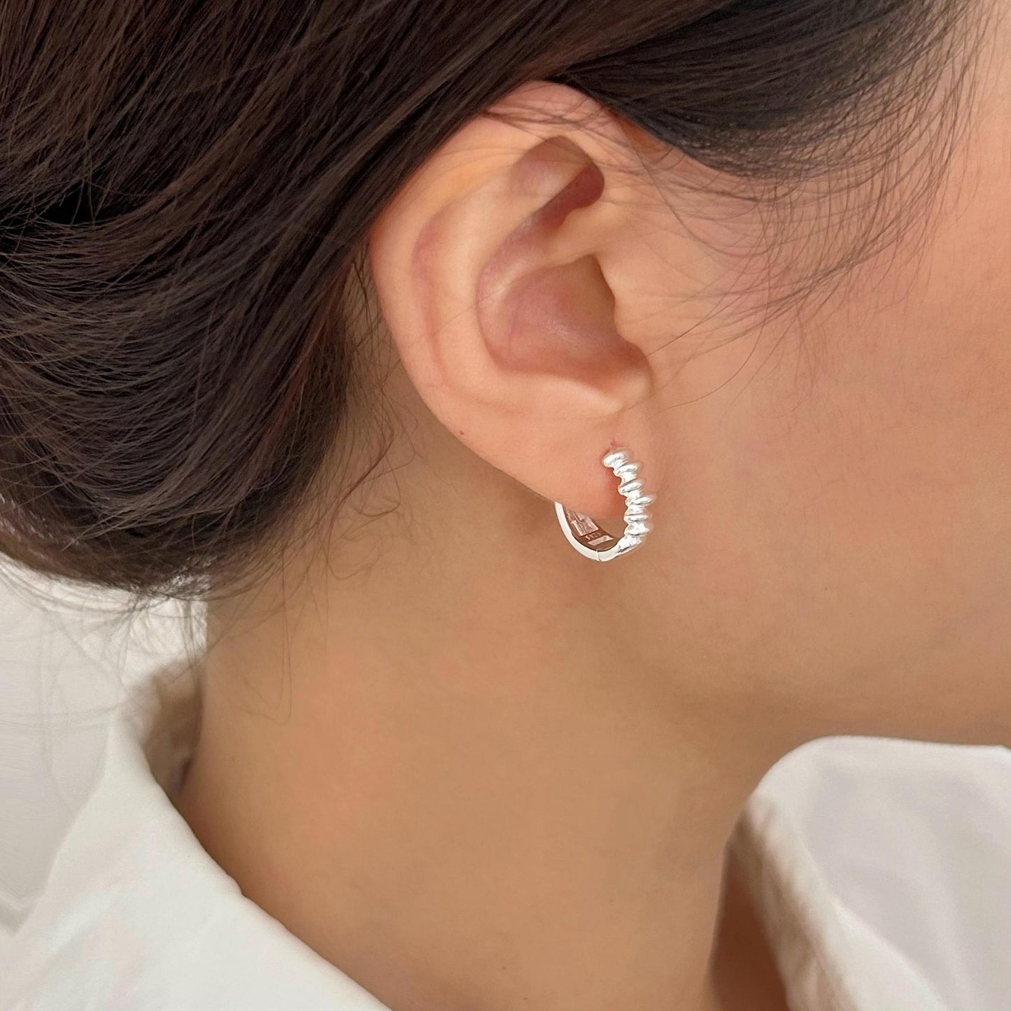 Minimalist Olive Bead Earrings in 925 Sterling Silver with Plated Finish for Women