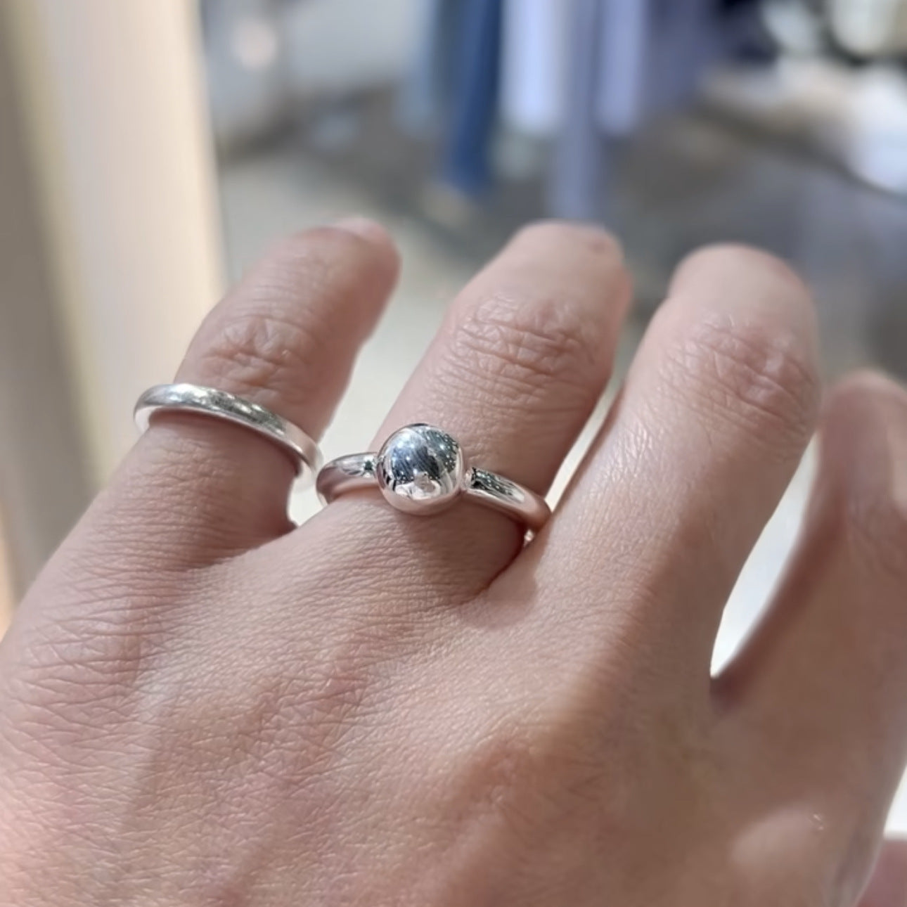 Minimalist Sweet 925 Sterling Silver Plated Round Geometric Ring for Women