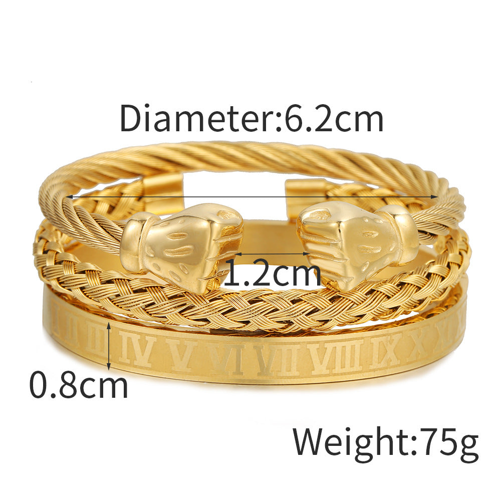 Hip-hop Punk Geometric Stainless Steel Boxer Open Cuff Bracelet