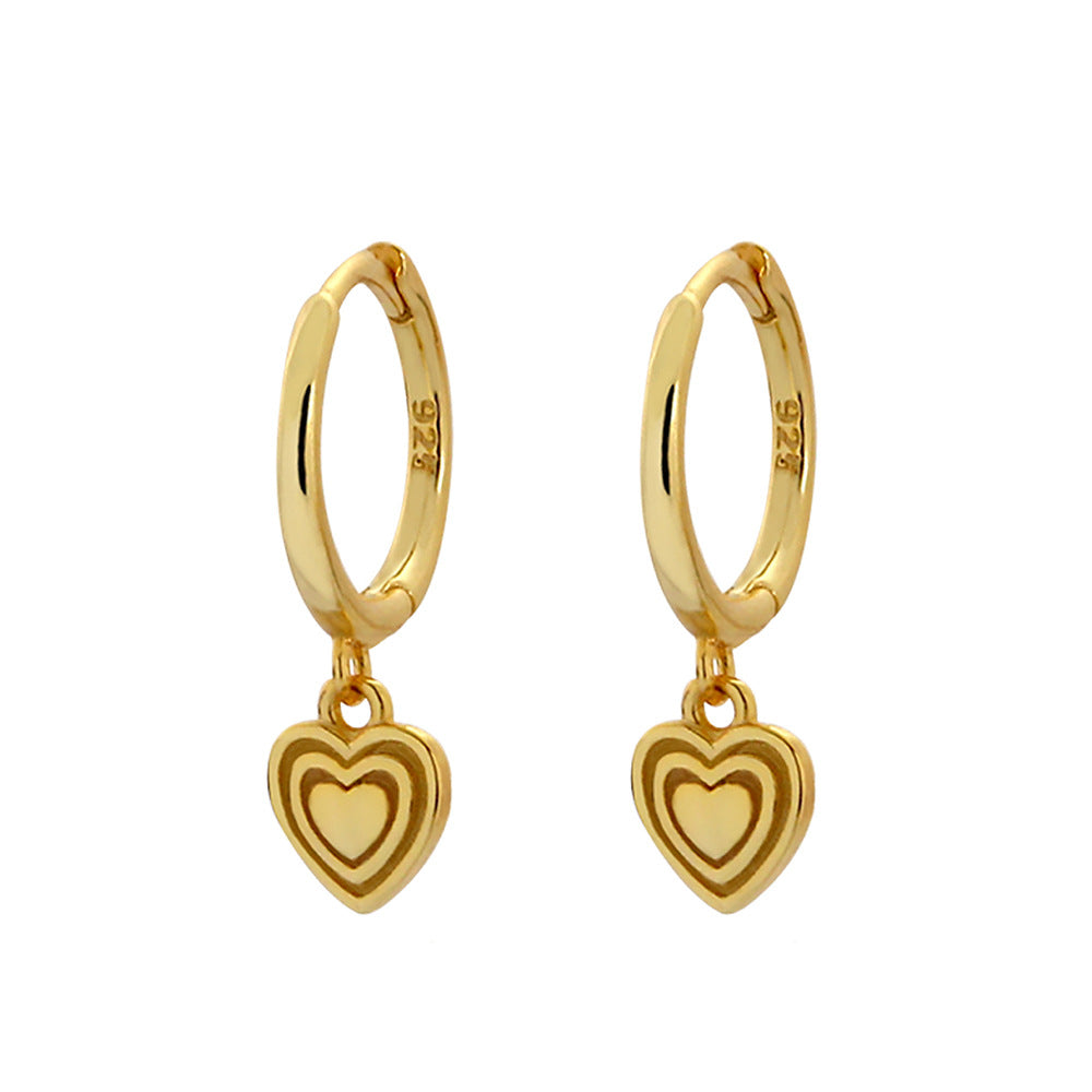Orecchini a Cuore in Argento Sterling 925 Placcato con Strass