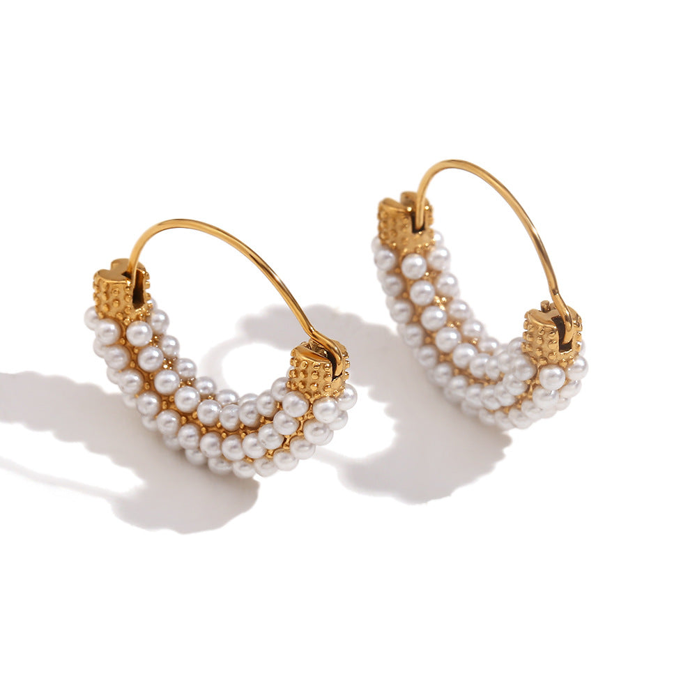 Orecchini a cerchio a spirale con stelle marine e cuore floreale alla moda in acciaio inossidabile placcato oro 18K da donna
