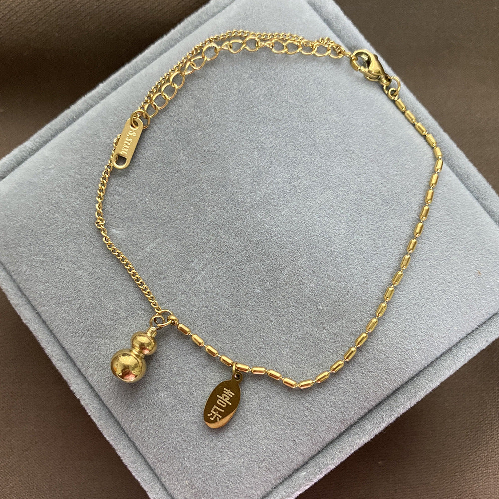 Vintage 18K Gold Plated Asymmetrical Gourd Leaf Floral Bracelet