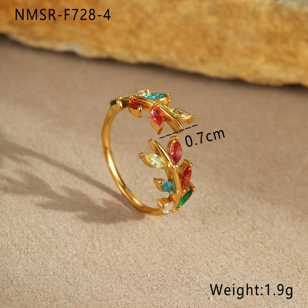 Anillo minimalista de acero de titanio con forma de hoja, de inspiración francesa, para mujer, con chapado en oro de 18 quilates, elegante diseño de banda abierta