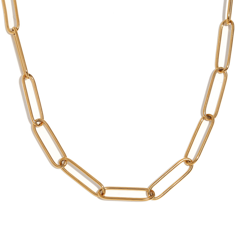 Collana con ciondolo geometrico minimalista in acciaio inossidabile con placcatura in oro 18K da donna