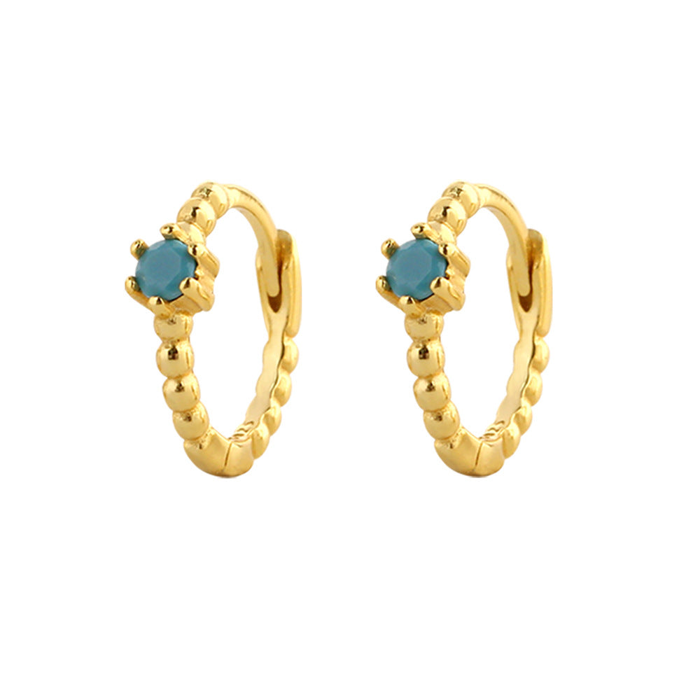 Aretes de aro de lujo para mujer de plata de ley 925, con diseño geométrico floral de mariposa en forma de lágrima y turquesa azul