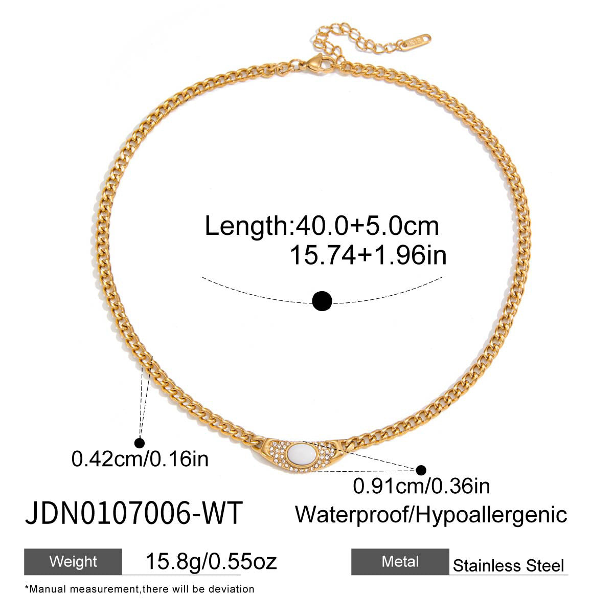 Collana geometrica da donna in acciaio inossidabile con strass e ciondolo in acciaio al titanio, catena a clavicola placcata