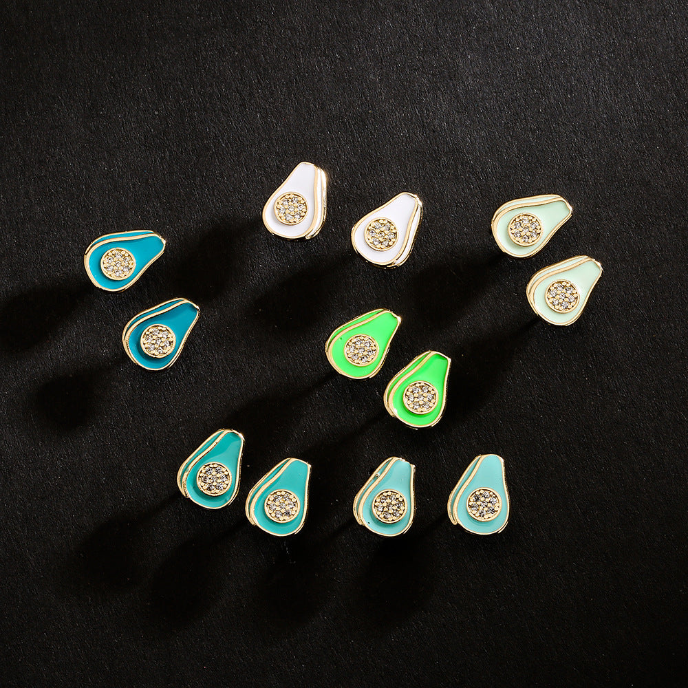 Orecchini a perno geometrici minimalisti e carini da donna in rame placcato oro 18 carati e intarsio di zirconi