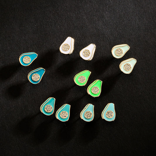 Orecchini a perno geometrici minimalisti e carini da donna in rame placcato oro 18 carati e intarsio di zirconi