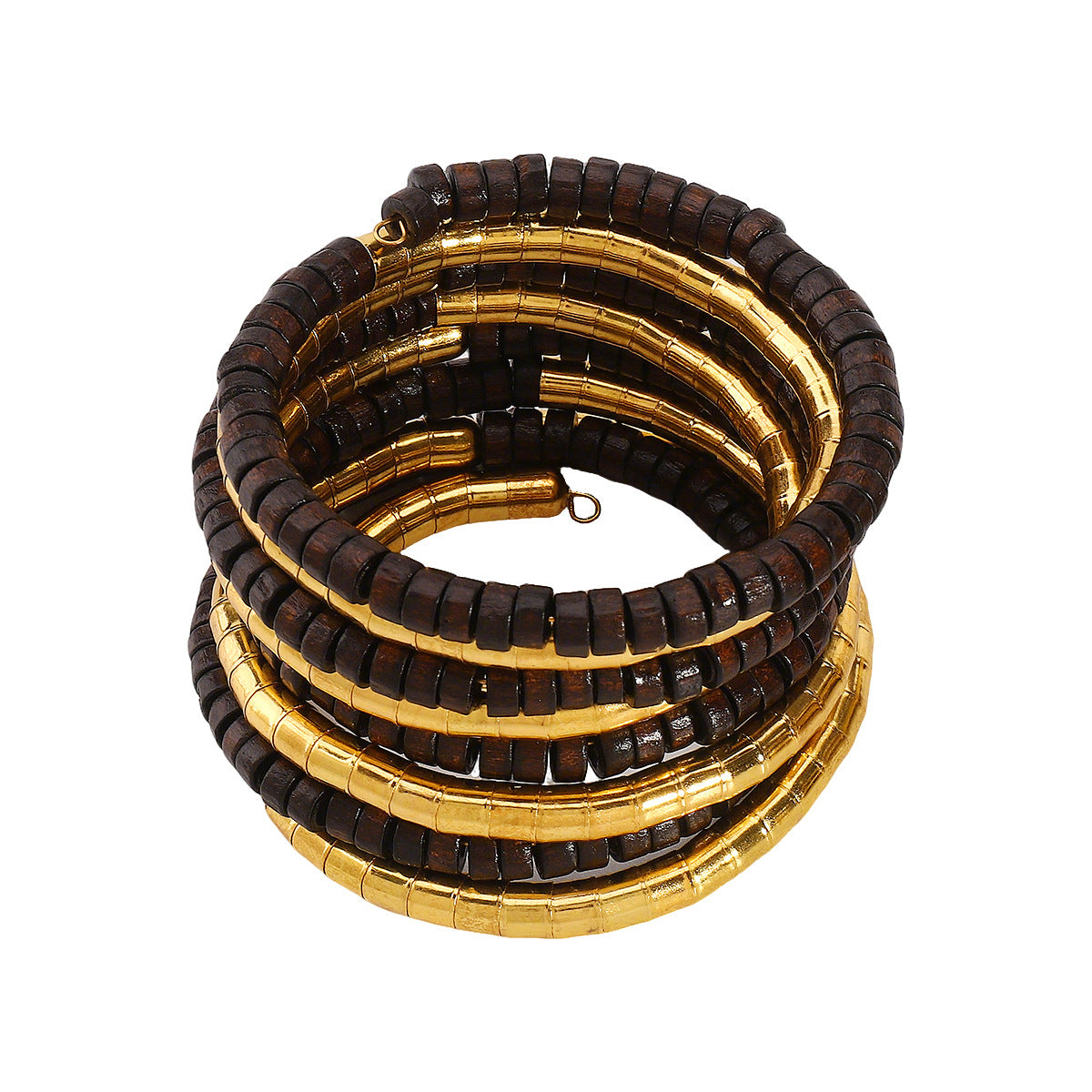 Bracciale in lega e perline di legno stile Punk Vintage con forme geometriche, set di bracciali multistrato fatti a mano e impilabili