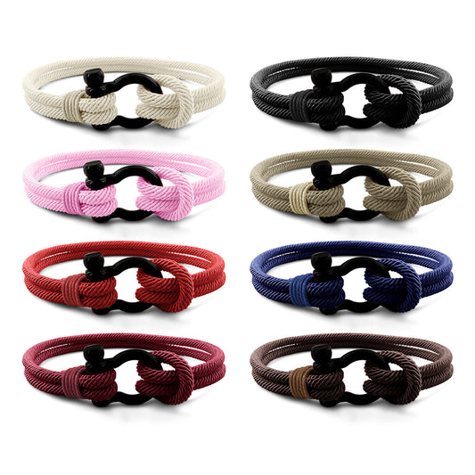 Vintage Minimalist Geometric Milanese Chain Alloy Bracelet with Horseshoe Buckle Unisex Baking Varnish Finish