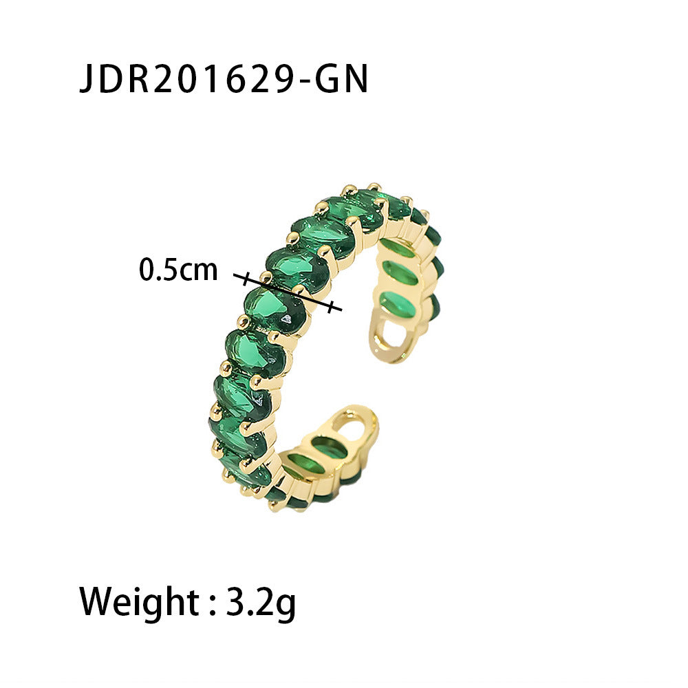 Heart Geometric Stainless Steel Plated Ring with Cubic Zirconia for Women