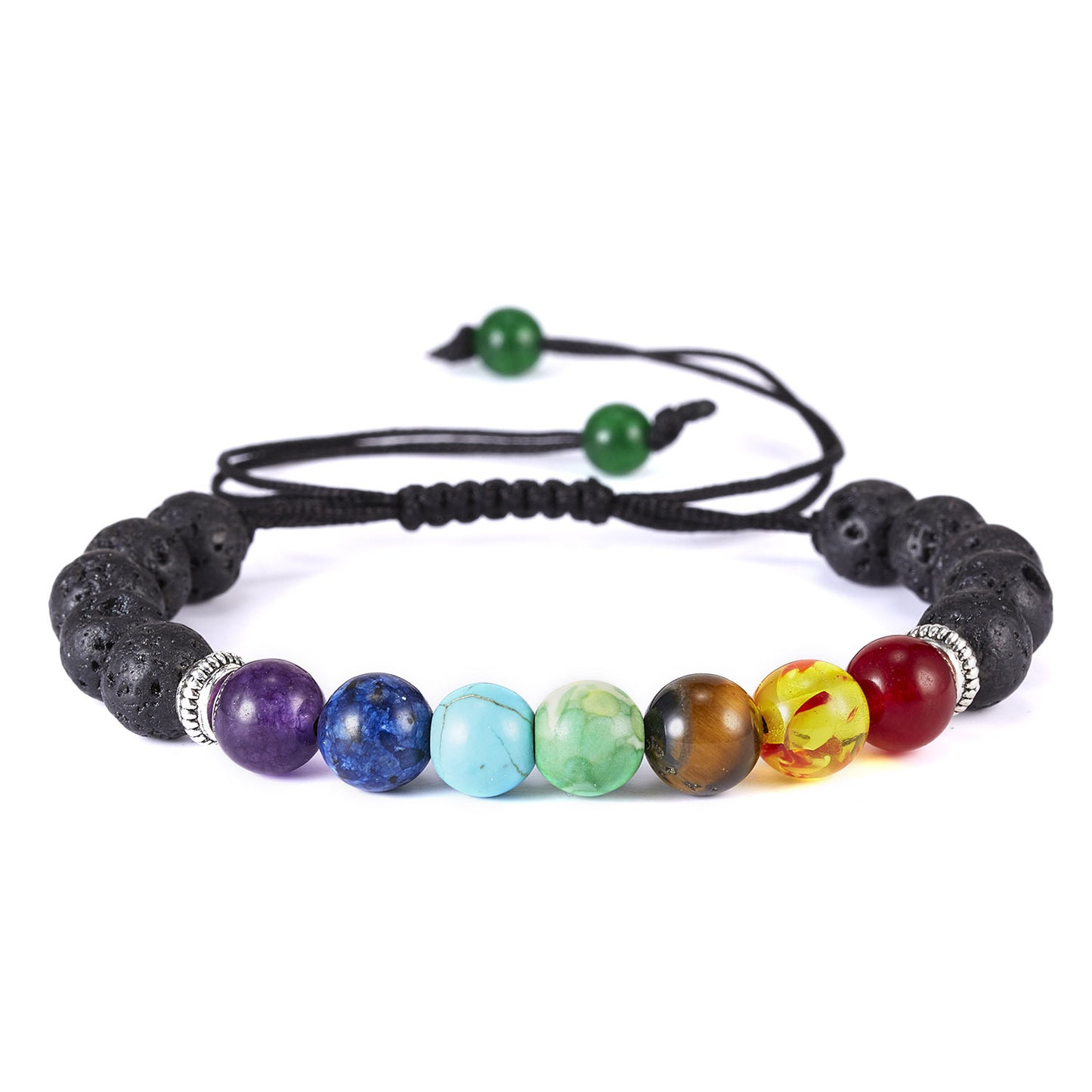 Bracciale regolabile unisex vintage bohémien rotondo geometrico in pietra vulcanica placcata