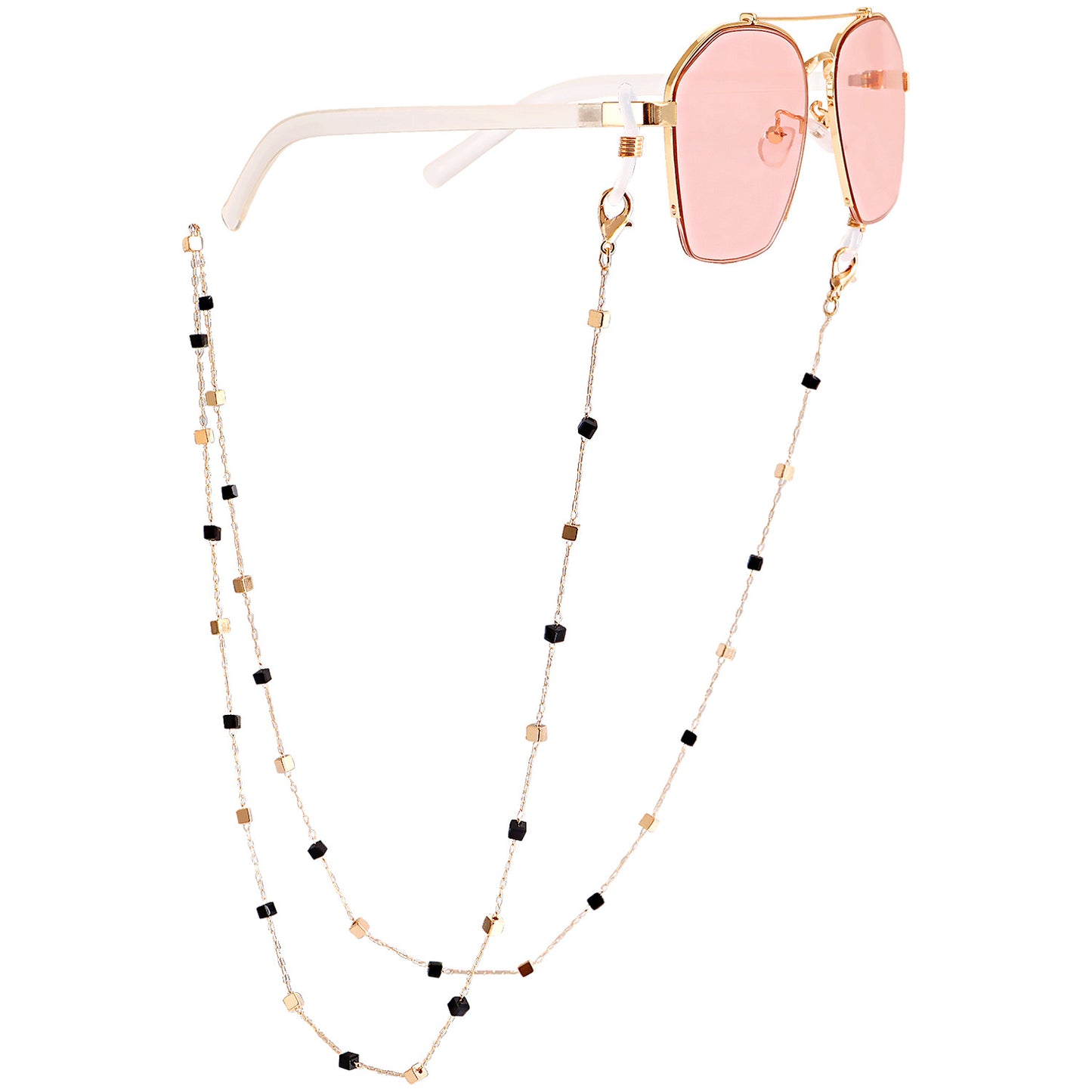 Crystal Inlay Alloy Mask and Glasses Chain