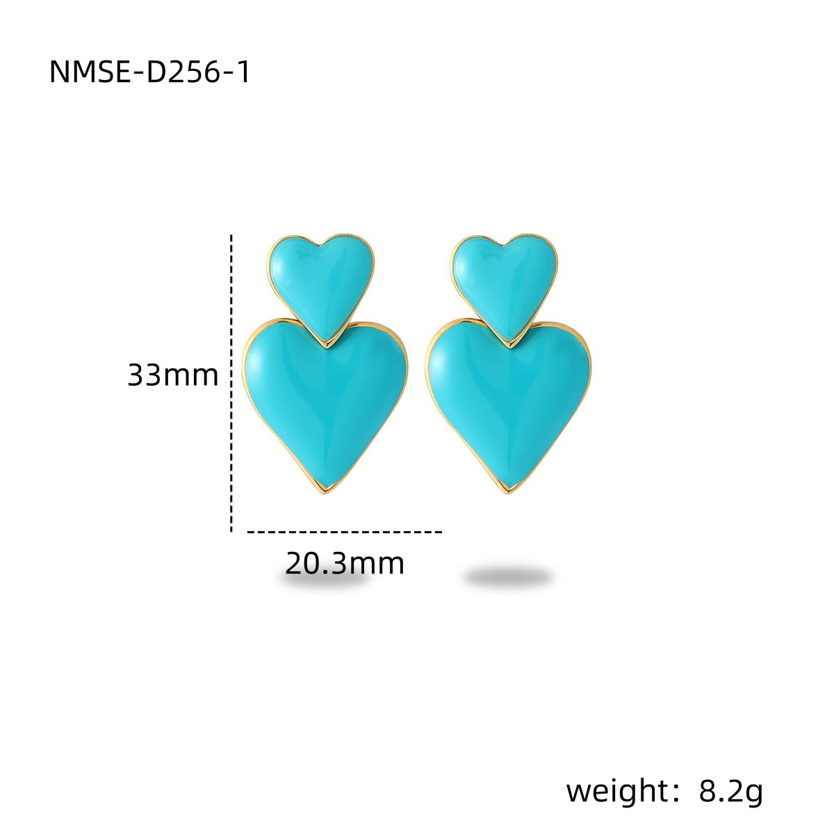 Orecchini da donna alla moda a forma di cuore, in acciaio inossidabile smaltato e placcatura sottovuoto in oro 18 carati