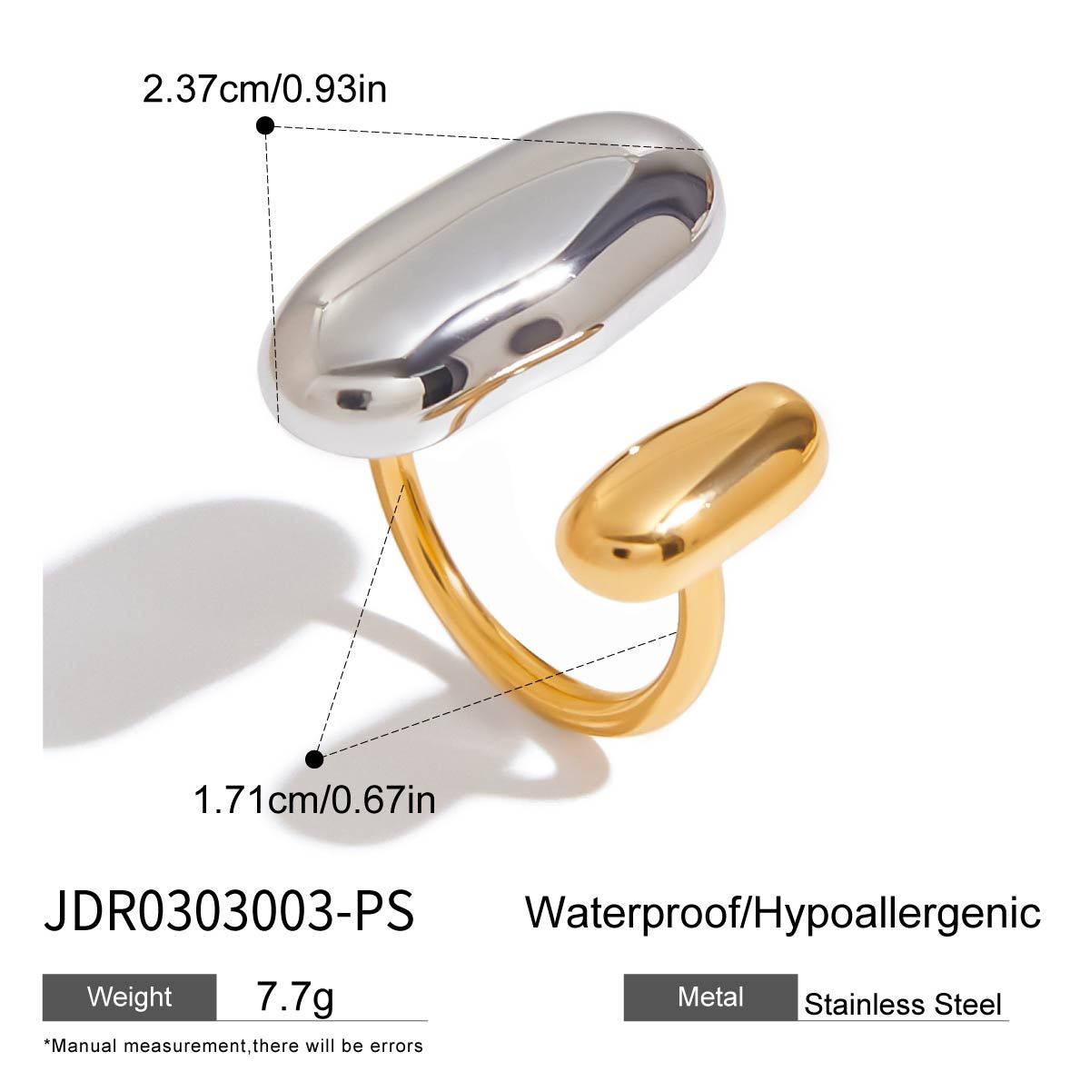 Color Block Oval Geometric Stainless Steel and Titanium Steel Plated Earring and Ring Set for Women