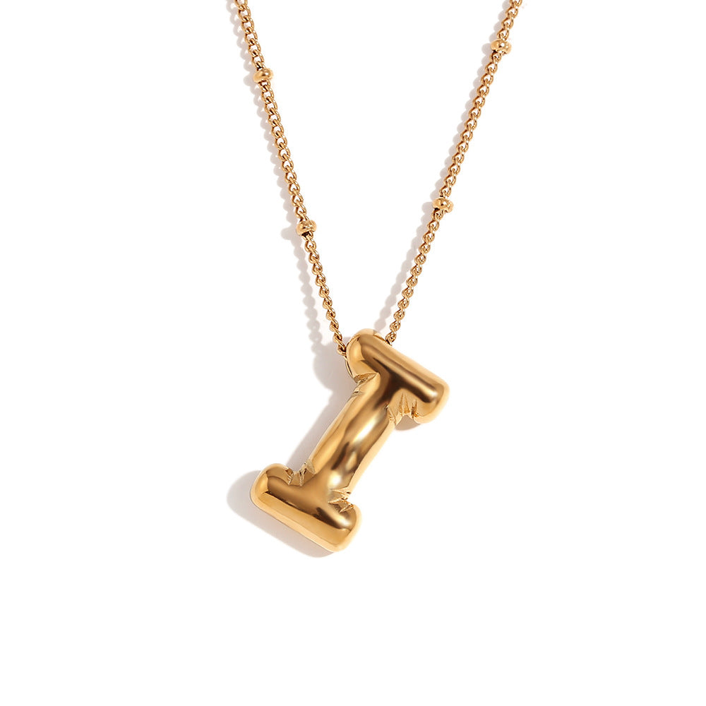 Fashionable Letter-Shaped Stainless Steel Pendant Necklace with 18K Gold Plating for Women