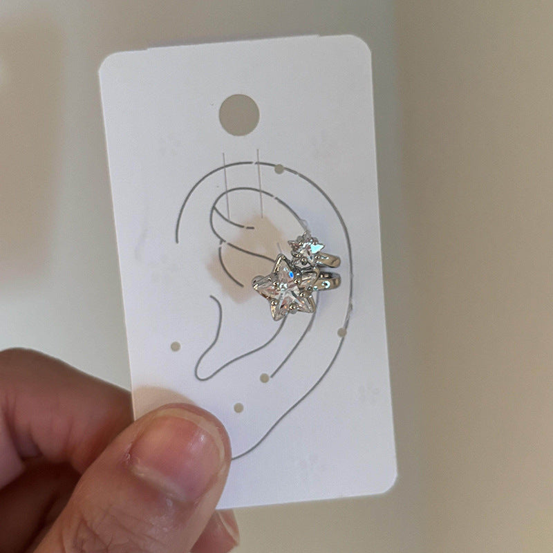 Orecchini a clip a forma di stella in zirconia stile lussuoso per donna, clip per l'osso dell'orecchio in rame, orecchini alla moda senza piercing