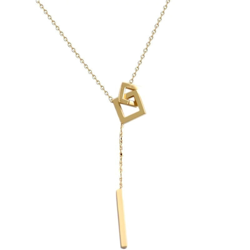 Minimalist Geometric Titanium Steel Pendant Necklace with Plated Finish O-Chain for Women