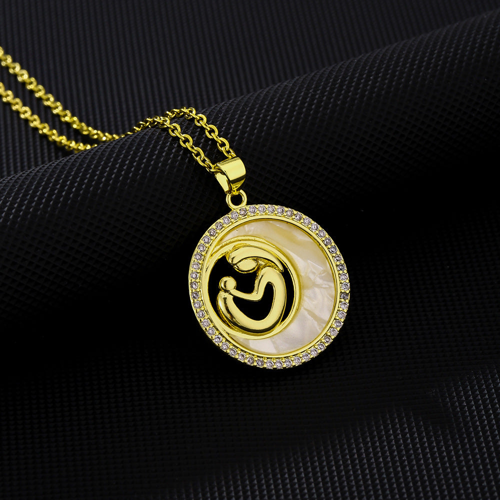 Elegante collana in acciaio inossidabile a forma di cuore con intarsio di zirconi per donna, gioiello con pendente e catena a O