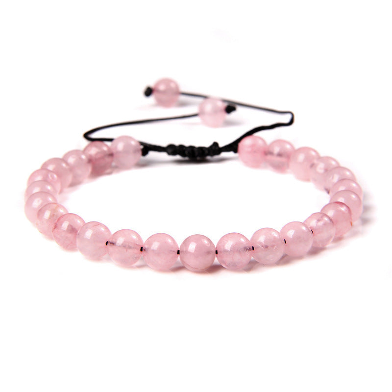 Sweet Sporty Geometric Natural White Crystal Stretch Bracelet 6mm Unisex Handmade Energy Bangle