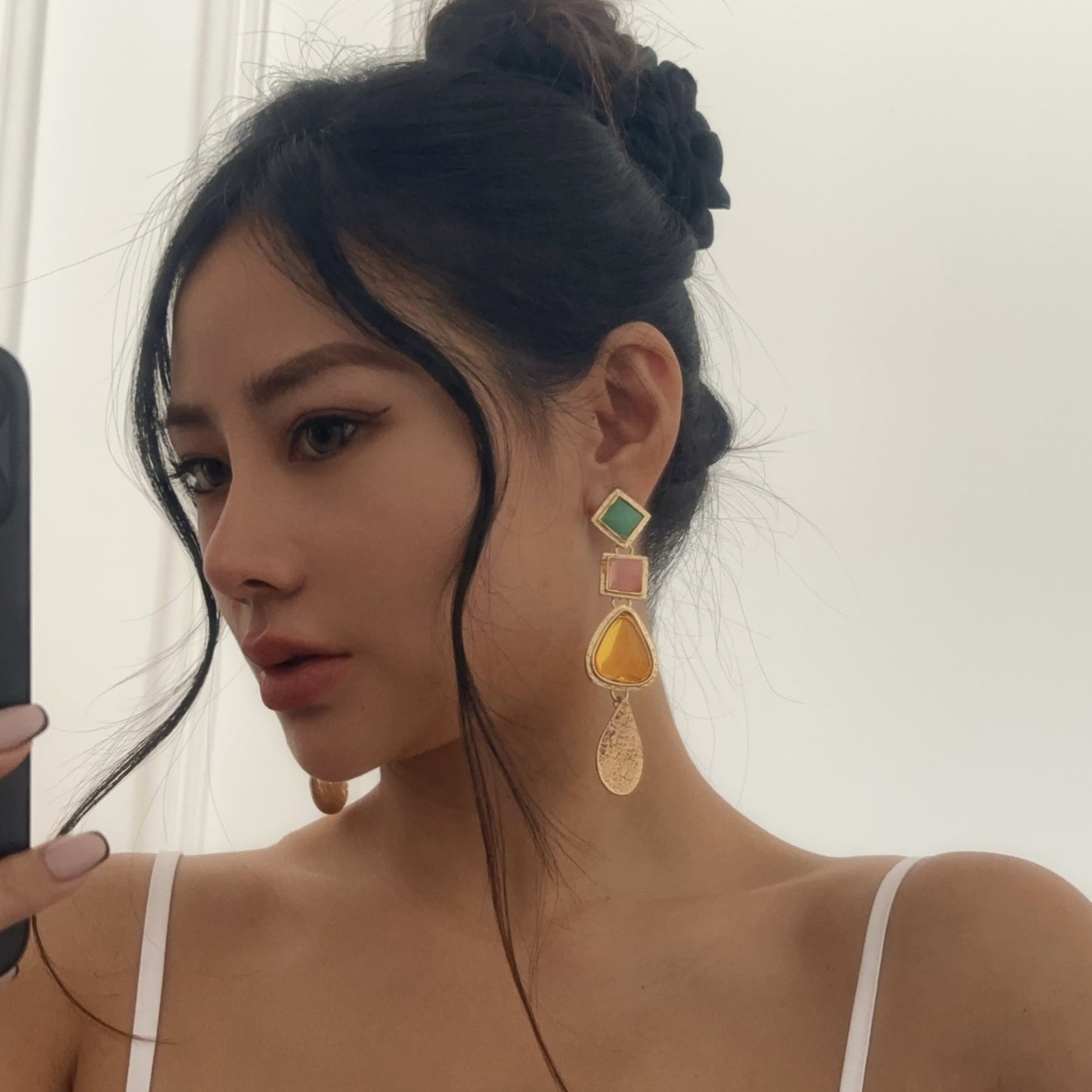 Fashion Geometric Resin Plated Earrings for Women