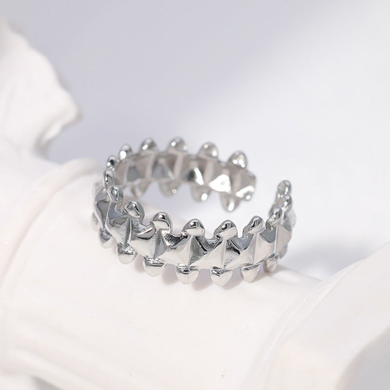 Geometric Adjustable Stainless Steel Ring for Women with Plated Finish