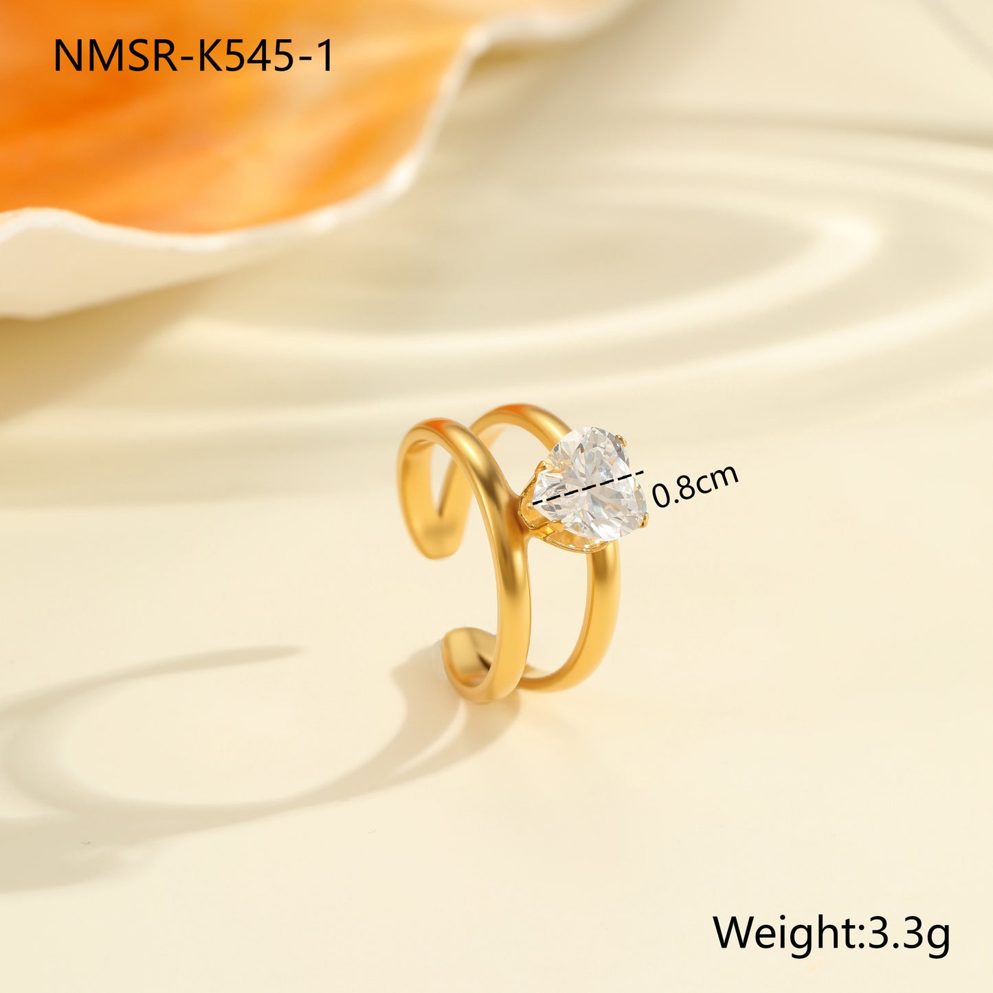 Anello geometrico minimalista da donna in acciaio inossidabile con placcatura in oro 18K e intarsio di zirconi